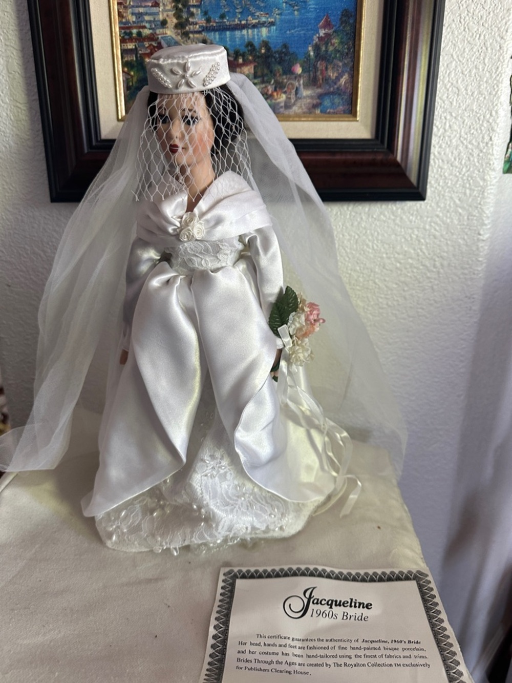 Royalton Collection - Jacqueline 1960s Porcelain Bride Doll in White Satin Gown